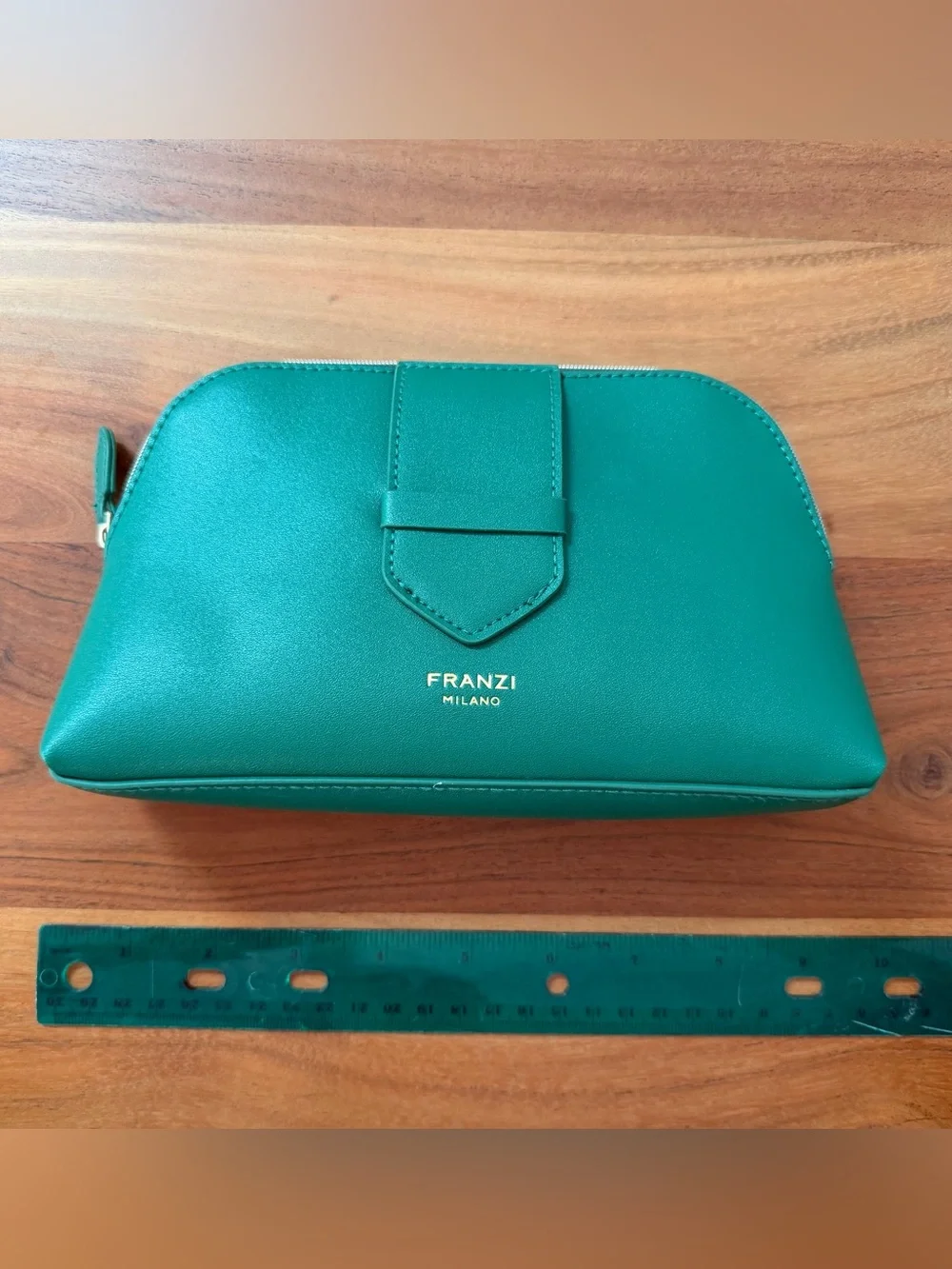Bold Green Leather Clutch or Makeup Bag